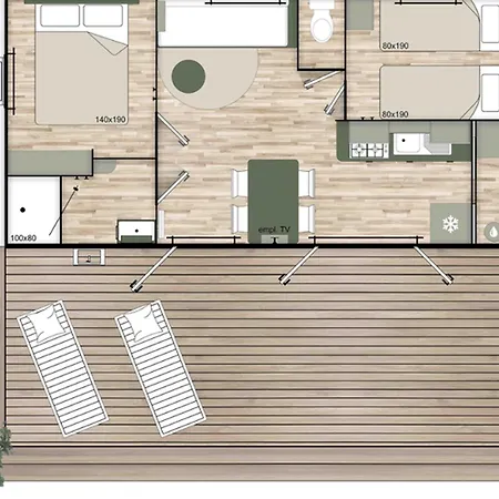 Mobil-home Avec Terrasse Pour 4 Personnes - Api-1-52-528