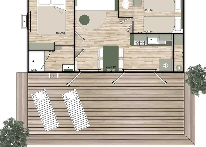 Mobil-home Avec Terrasse Pour 4 Personnes - Api-1-52-528